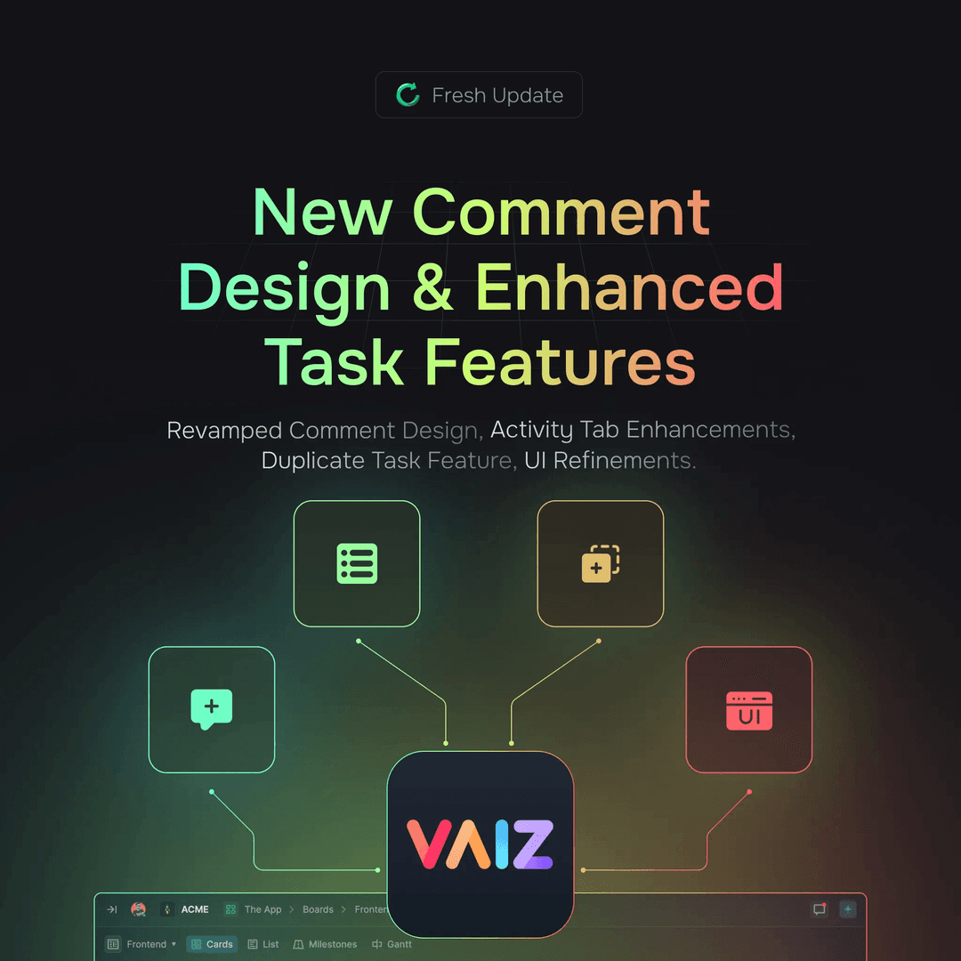 Vaiz Improved Comments & Task Duplication Features 