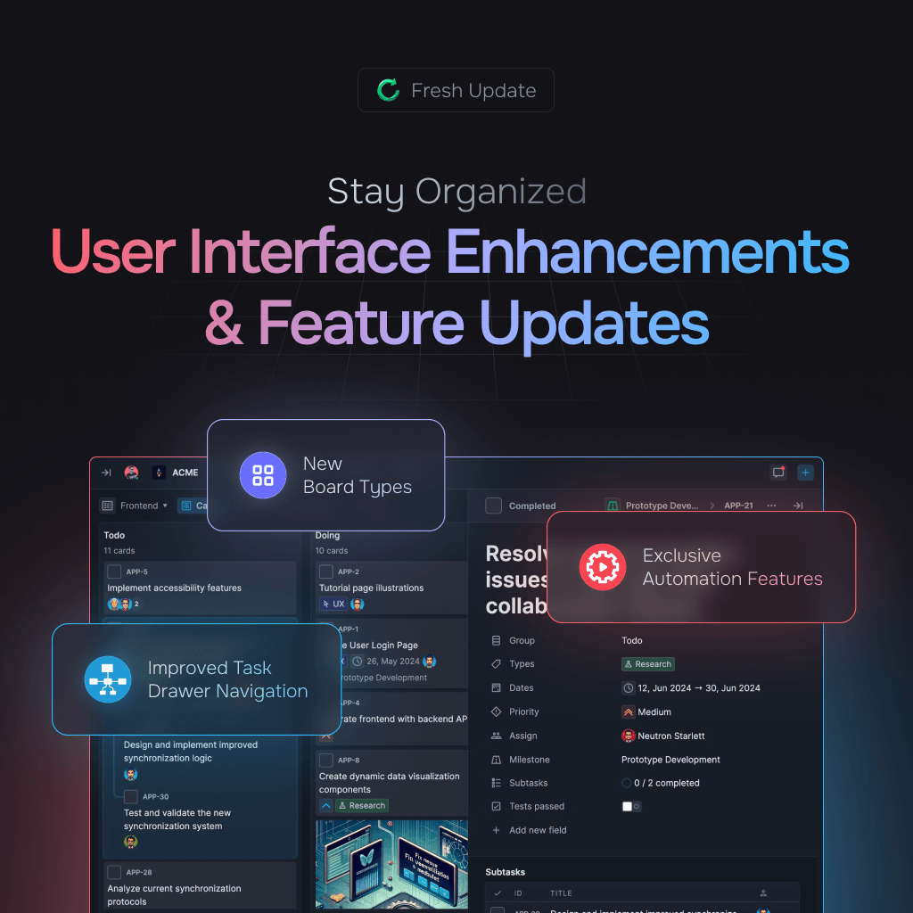 User interface enhancements and feature updates