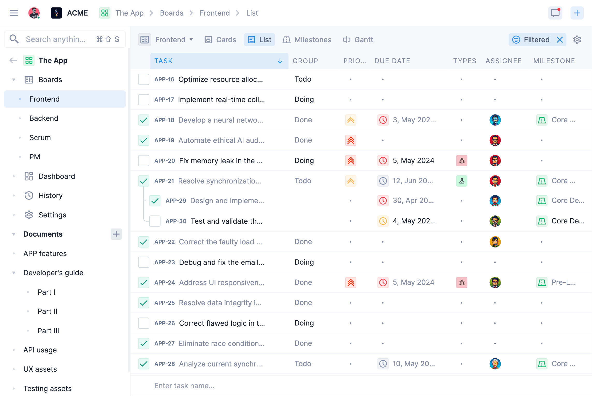 Subtasks & checklists