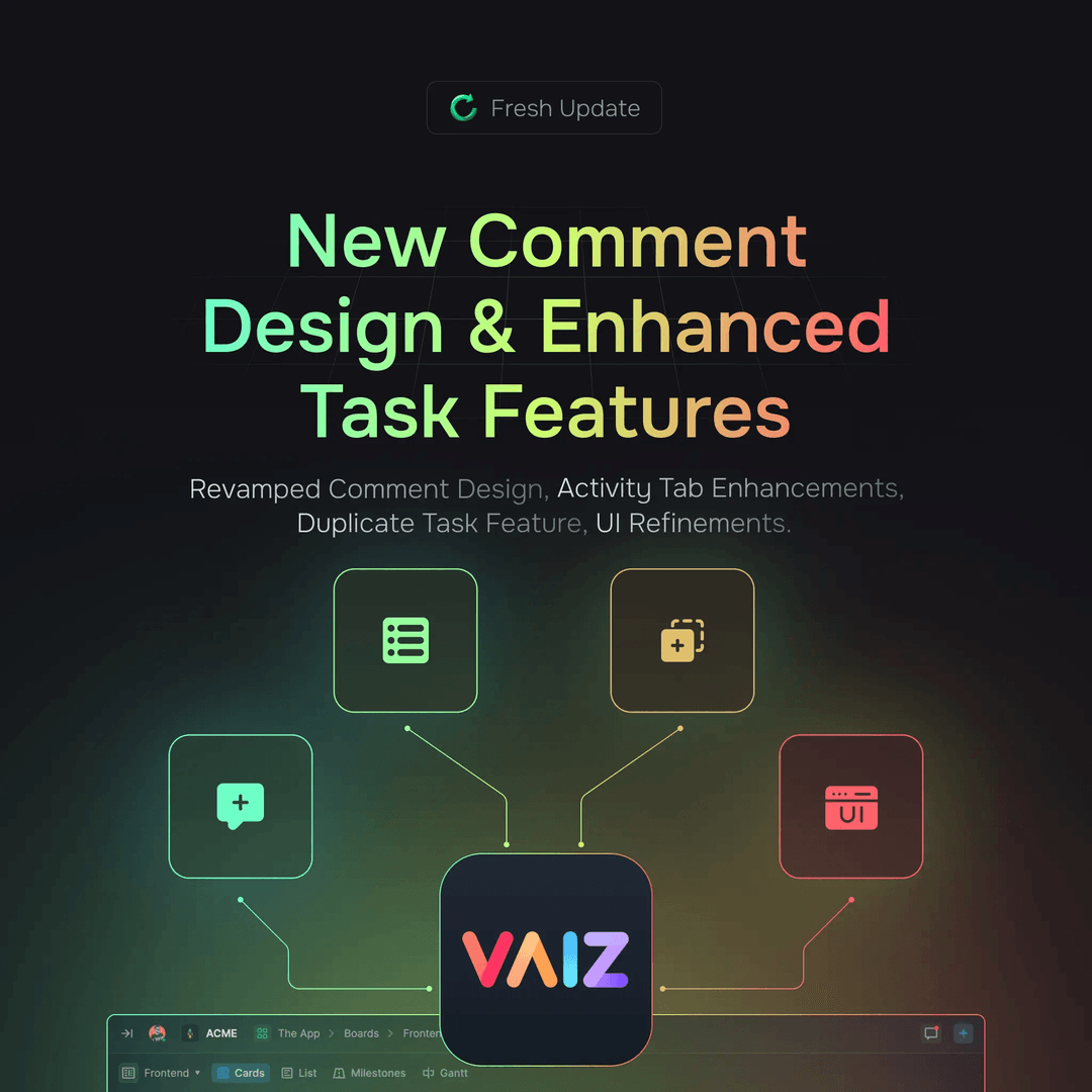 Vaiz Improved comments & task duplication features