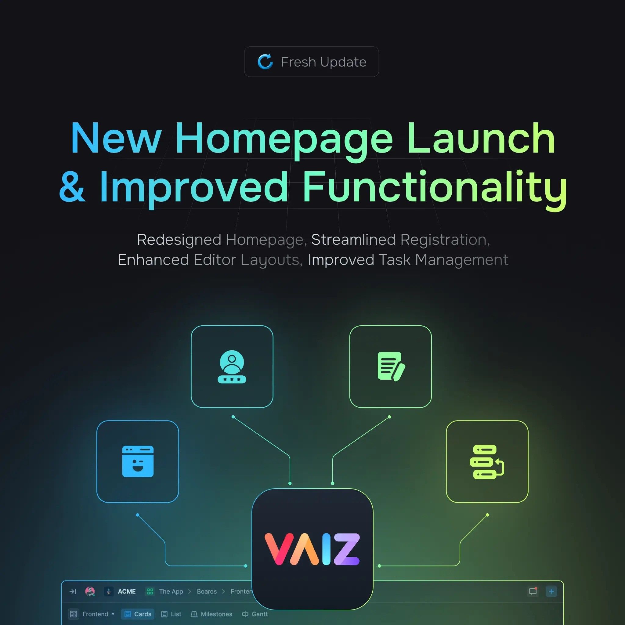 Vaiz New homepage and improved functionality